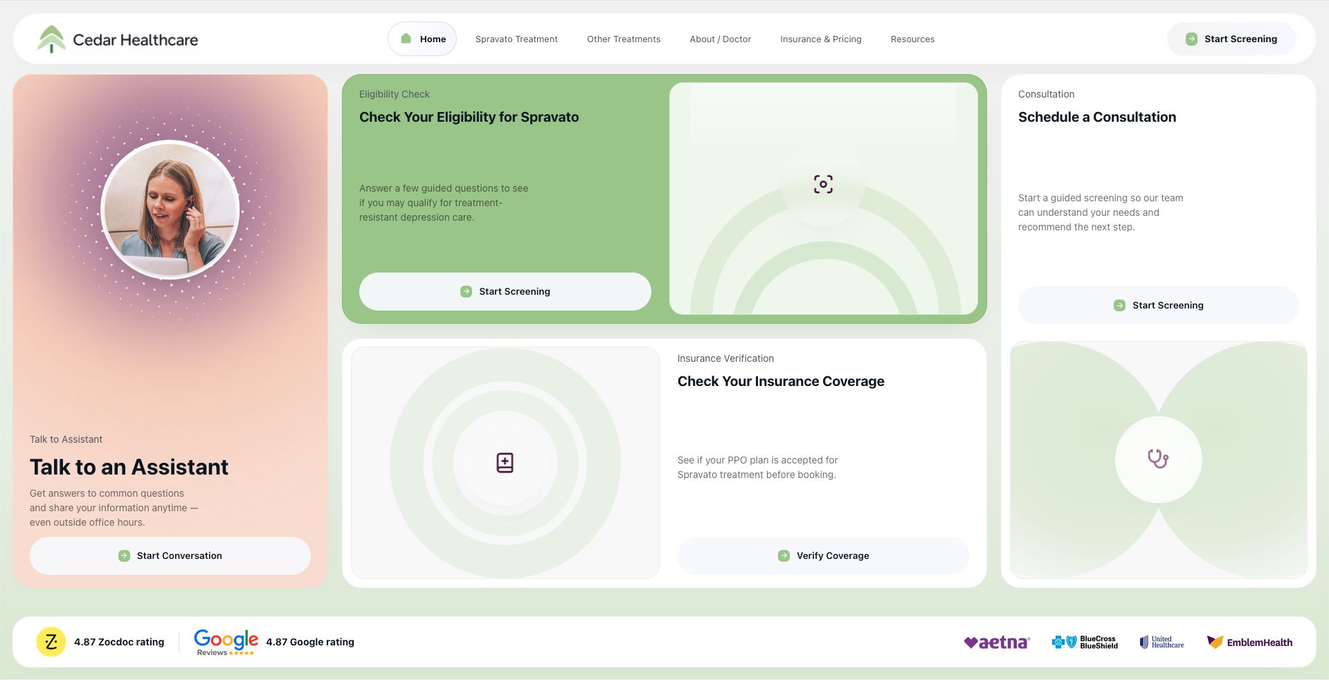 Cedar Healthcare website screenshot